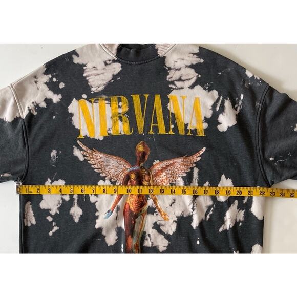 HM Nirvana Tie Dye Sweatshirt Women XS Gray Oversized Grunge - Picture 6 of 9